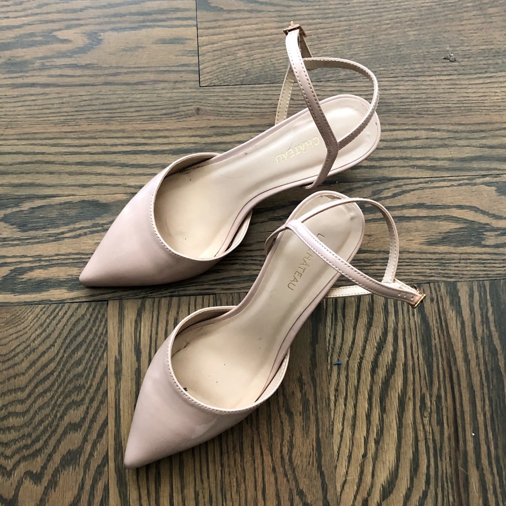 le chateau Nude Patent Pointed Toe Slingback Heels - Picture 2 of 3